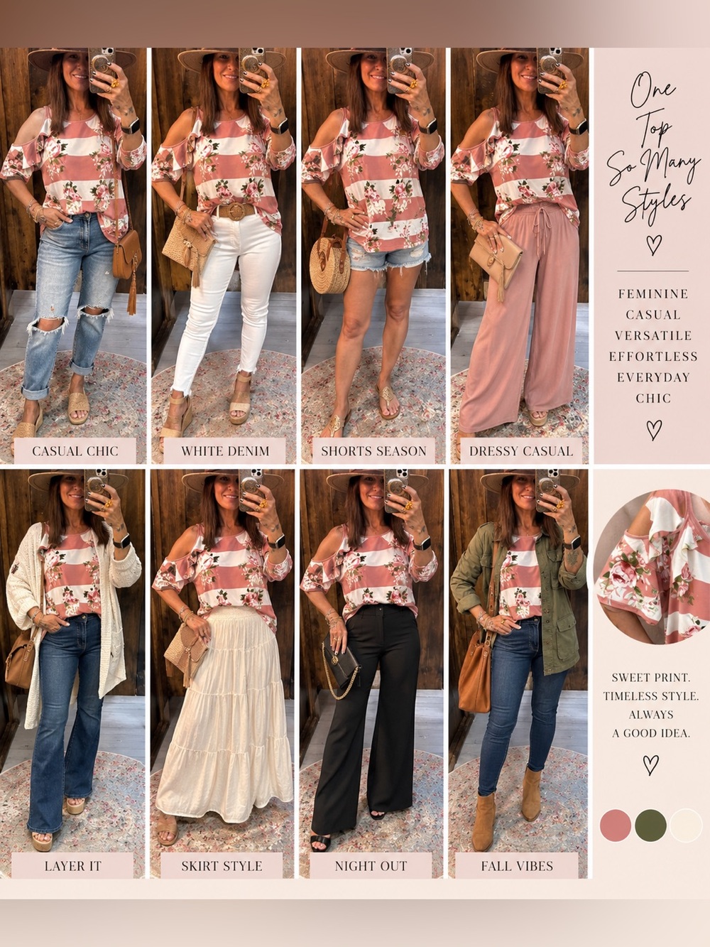 Sun n Moon Pink and White Floral Cold Shoulder Top
